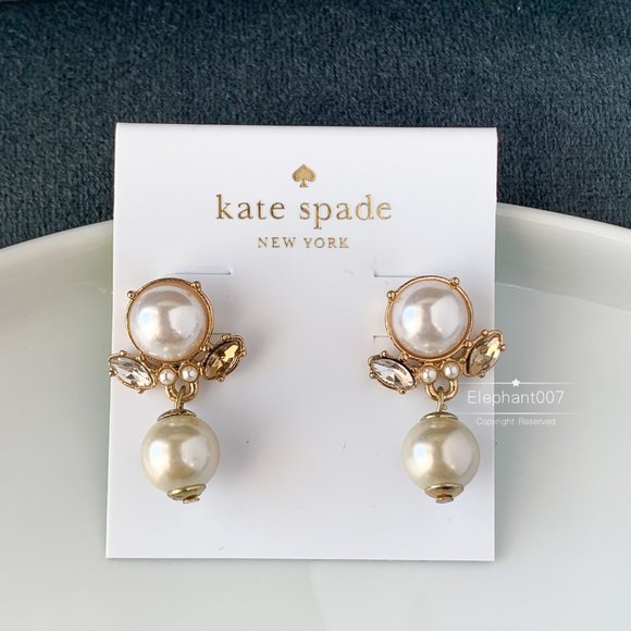 Kate Spade earrings gold pearl crystal earrings - Picture 2 of 4